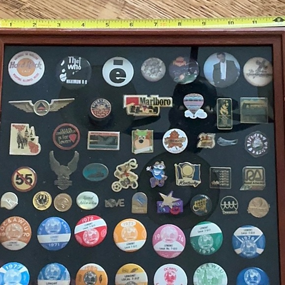 Vintage Pin Collection in Wooden Frame - Picture 7 of 10